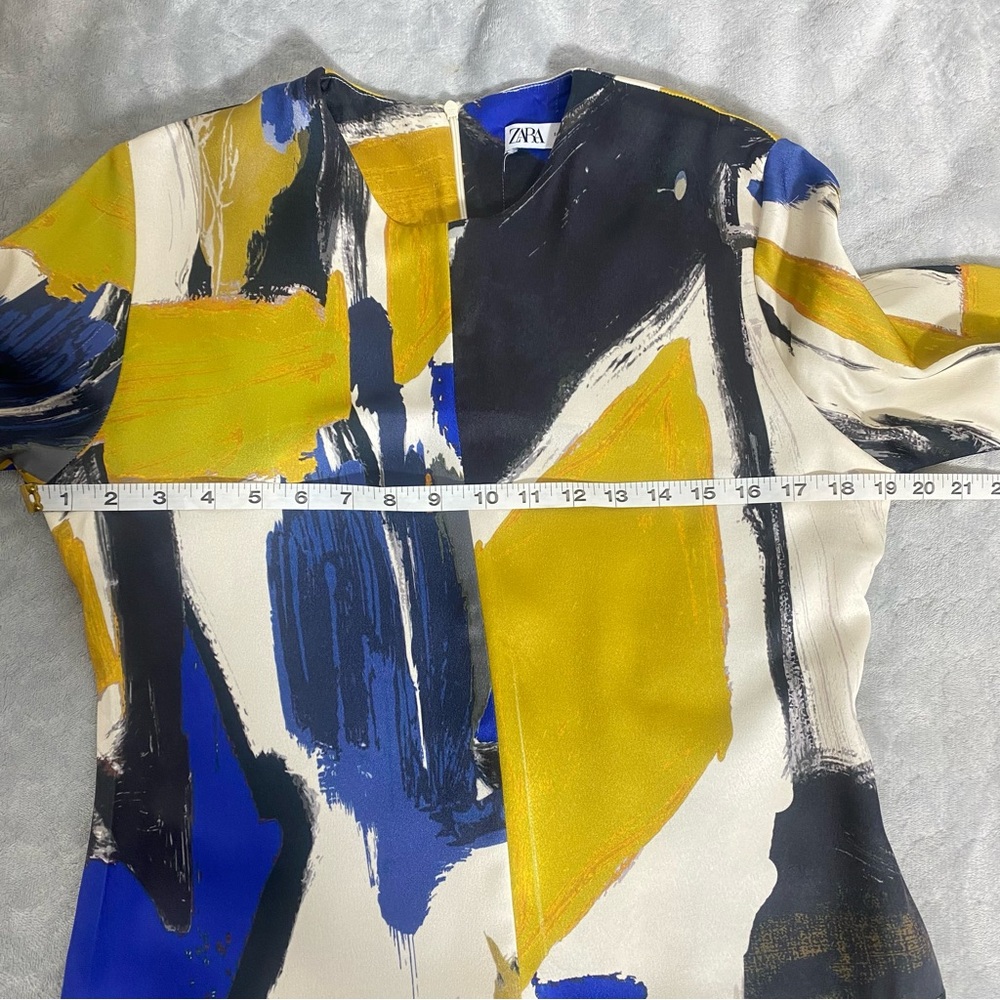 ZARA NWT WOMAN ROUND NECK PRINTED MIDI DRESS MULTICOLORED SIZE M - Picture 14 of 16